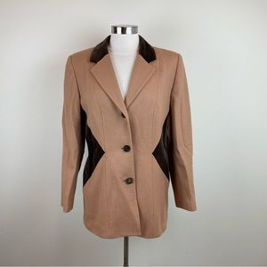 Urban Wool Pure New Merino Wool Brown Tan Button Front Coat Women Size 12